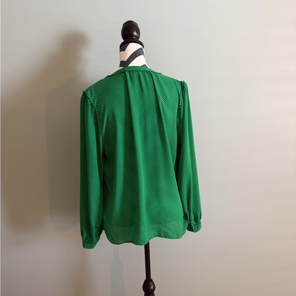 Banana Republic Emerald Green Dot-Print Split-Neck Blouse - Picture 3 of 4